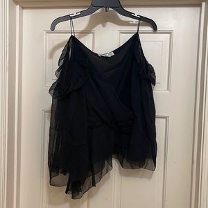 Silk top with open shoulders